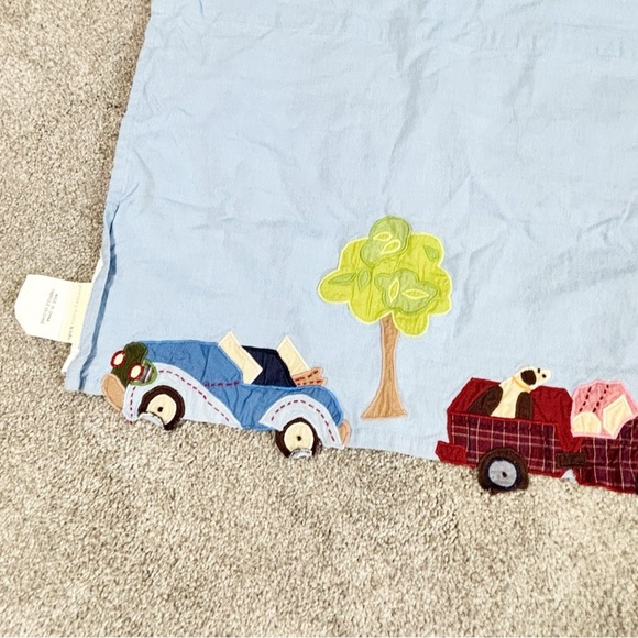 POTTERY BARN KIDS Set Of 2 Blue Car Appliqué Curtain Valance Lined 44” X 18” - Picture 2 of 8